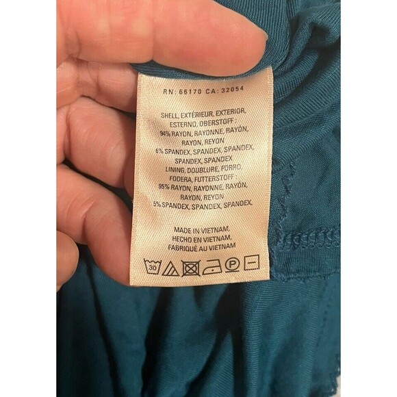 Maeve Anthropologie Teal Gold Border Print Knit Dress Sz M Hippie Boho Western - Picture 6 of 12